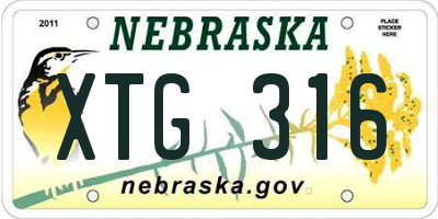 NE license plate XTG316