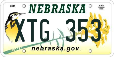 NE license plate XTG353