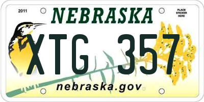 NE license plate XTG357
