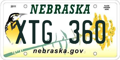 NE license plate XTG360