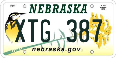 NE license plate XTG387
