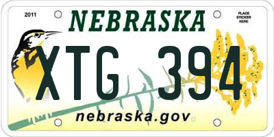 NE license plate XTG394
