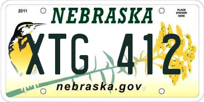 NE license plate XTG412