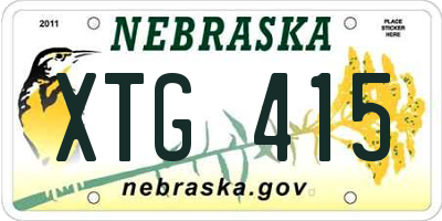 NE license plate XTG415