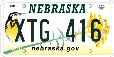 NE license plate XTG416