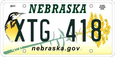 NE license plate XTG418