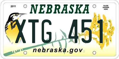 NE license plate XTG451
