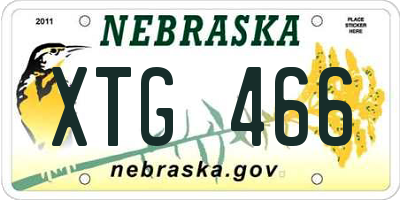 NE license plate XTG466