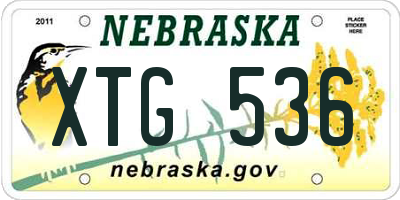 NE license plate XTG536