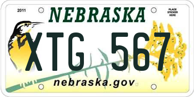 NE license plate XTG567