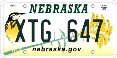 NE license plate XTG647