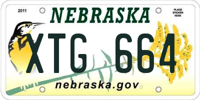 NE license plate XTG664