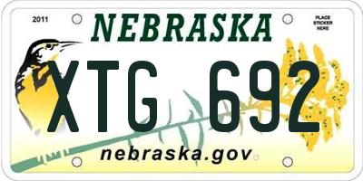 NE license plate XTG692