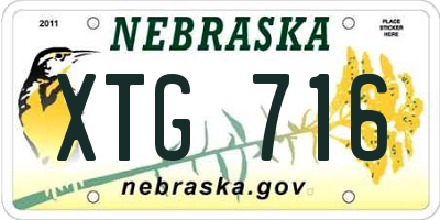 NE license plate XTG716