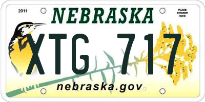 NE license plate XTG717
