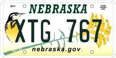 NE license plate XTG767