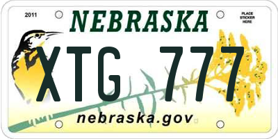 NE license plate XTG777