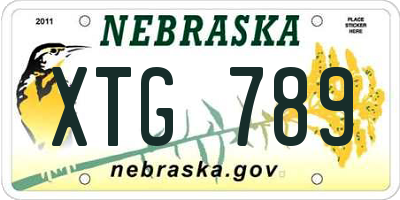 NE license plate XTG789