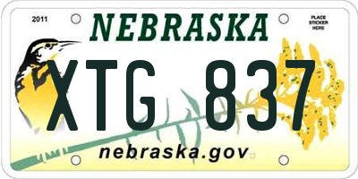 NE license plate XTG837