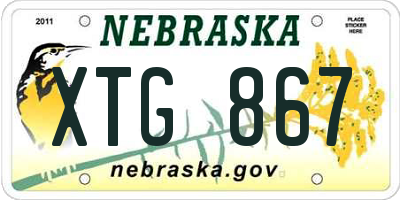 NE license plate XTG867