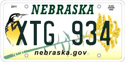 NE license plate XTG934