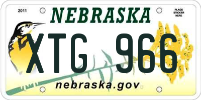 NE license plate XTG966