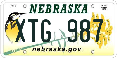 NE license plate XTG987