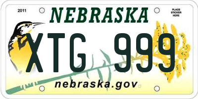 NE license plate XTG999