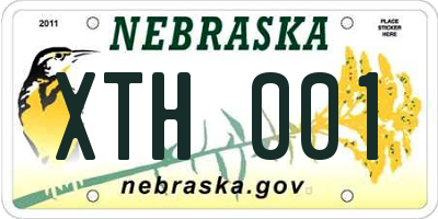 NE license plate XTH001
