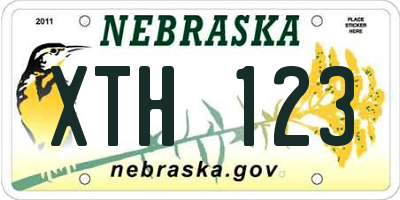 NE license plate XTH123