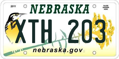NE license plate XTH203