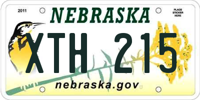 NE license plate XTH215