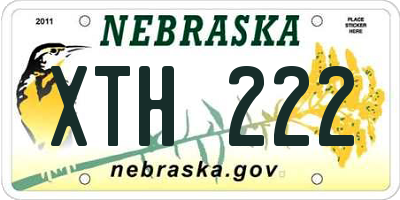 NE license plate XTH222