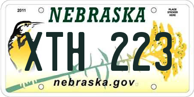 NE license plate XTH223
