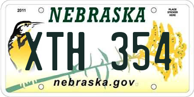 NE license plate XTH354