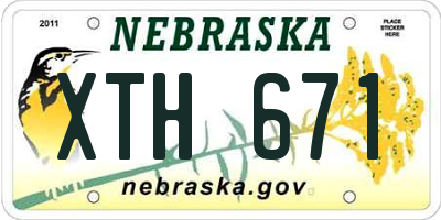 NE license plate XTH671