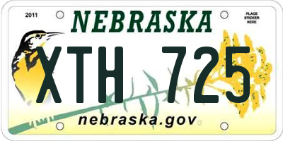 NE license plate XTH725