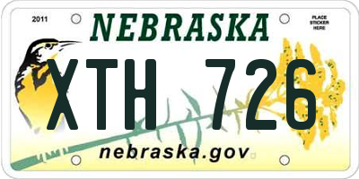 NE license plate XTH726
