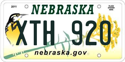 NE license plate XTH920