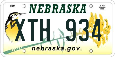 NE license plate XTH934