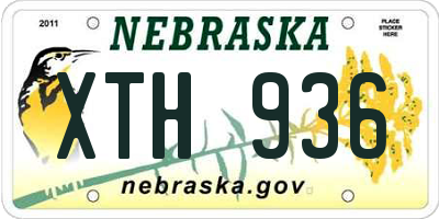 NE license plate XTH936
