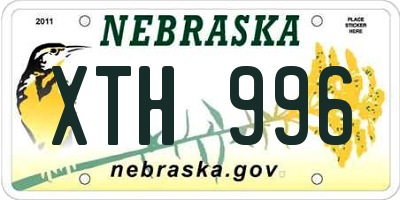NE license plate XTH996