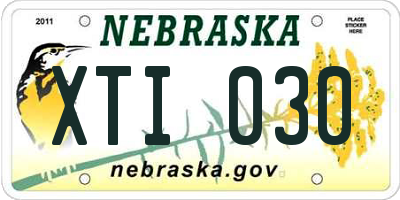 NE license plate XTI030
