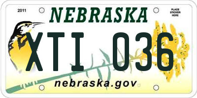 NE license plate XTI036