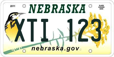 NE license plate XTI123