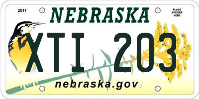 NE license plate XTI203