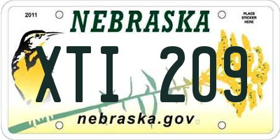 NE license plate XTI209