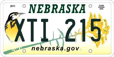 NE license plate XTI215