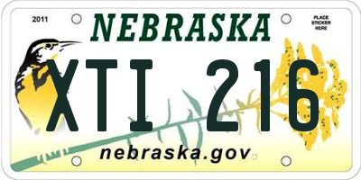 NE license plate XTI216