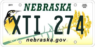 NE license plate XTI274